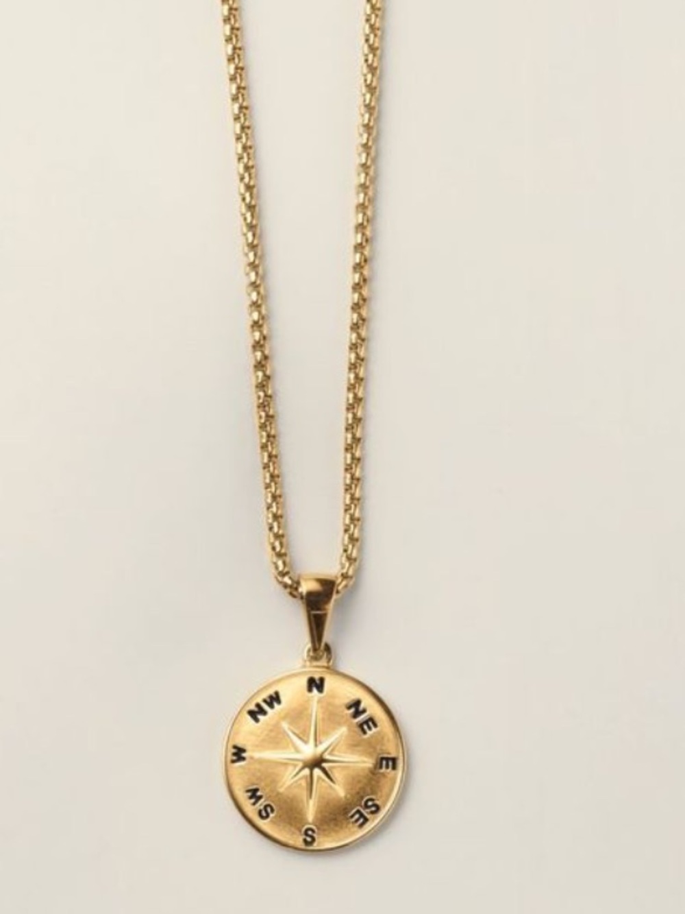 Stainless Steel Gold Compass Star Pendant Necklace - Unisex Jewelry